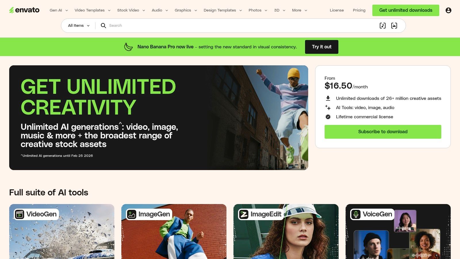 A screenshot of the Envato Elements website showing various graphically rich meeting agenda templates for different applications like PowerPoint and Canva.